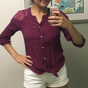 Breezy, purple button down top